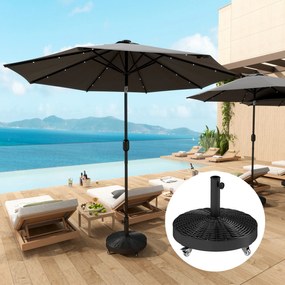 Base para Chapéu de Sol Redonda Suporte para Chapéu de Sol com Rodas Peso 25 kg para Jardim Terraço Ø52x42 cm Preto