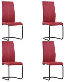 vidaXL Cadeiras de jantar cantilever 4 pcs couro artificial vermelho