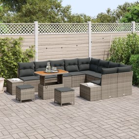 Conjunto de Sofás de Jardim vidaXL 12 Peças com Almofadas Cinza Rattan