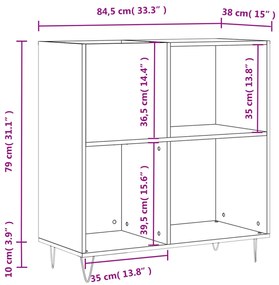 Armário p/ discos 84,5x38x89 cm derivados madeira cinza sonoma