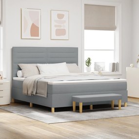 vidaXL Cama Box com Colchão e Banco Cinza Claro 180x200 cm Tecido
