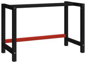 147928 vidaXL Estrutura banco de trabalho 120x57x79 cm metal preto e vermelho