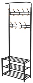 Suporte para roupas com sapateira 68x32x182,5 cm preto