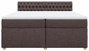Cama com molas/colchão 200x200 cm tecido castanho-escuro
