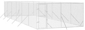 Canil de exterior 4x12x2 m aço galvanizado prateado