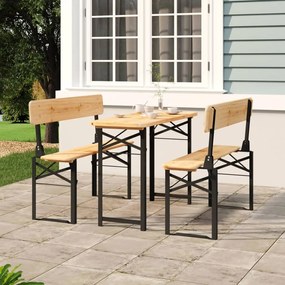 vidaXL 3 pcs conjunto mesas de cerveja dobráveis madeira abeto maciça