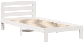 Cama sem colchão 90x200 cm madeira de pinho maciça branco