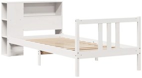 Cama com estante sem colchão 90x200 cm pinho maciço branco