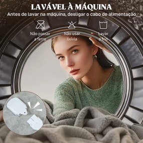Manta Elétrica 180x130 cm Manta Térmica com Tecido Suave 10 Níveis de Temperatura e Temporizador Cinzento