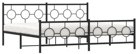 Estrutura de cama com cabeceira e pés 200x200 cm metal preto