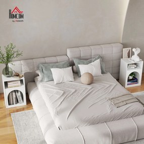 Conjunto de 2 mesas de cabeceira, com compartimentos abertos, design arqueado, 40 x 30 x 60 cm, branco