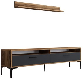 Móvel de TV Istanbul – Nogueira e Antracite – 180x47x35 cm