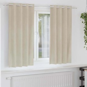 Cortinas Blackout vidaXL com Ilhós 2 pcs Veludo Creme