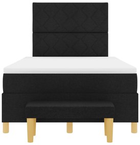 Cama Box Spring com Colchão e Banco Preto 120x190 cm Tecido