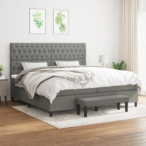 vidaXL Cama com molas/colchão 200x200 cm tecido cinzento-escuro