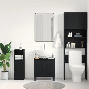 Gabinete de Lavabo vidaXL Preto Carvalho 58x33x60 cm Madeira Engenhari