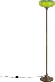 Candeeiro de Pé Retro Bronze Escuro com Abajur de Vidro Verde 150cm - Glaze