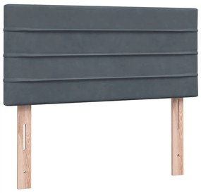 Cama com molas/colchão 90x220 cm veludo cinzento-escuro