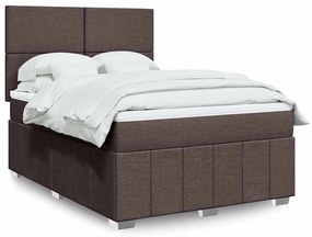 Cama com molas/colchão 160x200 cm tecido castanho-escuro