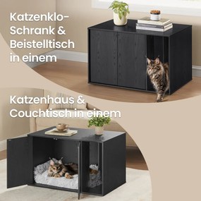Armário para caixa de areia (NÃO INCLUIDA) com portas push-to-open para gatos grandes 80 x 50 x 50 cm preto