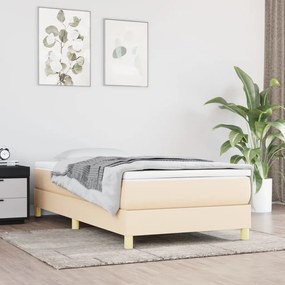 vidaXL Estrutura de cama com molas 90x190 cm tecido creme