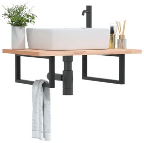 vidaXL Suportes de prateleira p/ lavatório 2 pcs aço retangular preto