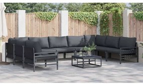 Conjunto de Sofá de Jardim 10 pcs Antracite Aço
