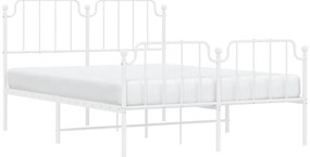 Estrutura de cama com cabeceira e pés 135x190 cm metal branco