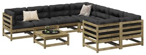 vidaXL 9 pcs conjunto sofás de jardim c/ almofadões pinho impregnado