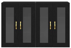 Armários de Parede 2 peças Carvalho Preto 69,5x34x90 cm Madeira Ingênu