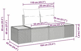 Conjunto de Sofás de Jardim de 5 Peças com Almofadas Cinza em Polirata