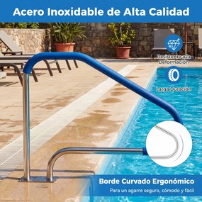 Corrimão de apoio para piscina em aço inoxidável, 119 x 79 cm, com capa antiderrapante e base de instalação rápida, para uso interior e exterior Prate