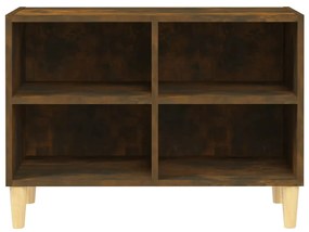 Móvel de TV pernas madeira maciça 69,5x30x50 cm carvalho fumado