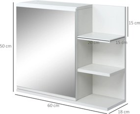 Kleankin Armário Casa de Banho com Espelho Montado na Parede com 3 Pra