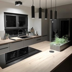 Candeeiro de suspensão inteligente preto c/ 5 GU10 Wifi - Jeana