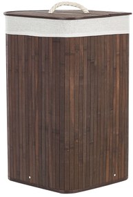 Cesto em madeira de bambu castanha escura e branca 60 cm MATARA Beliani