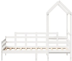 Sofá-cama com telhado 90x200 cm madeira de pinho maciça branco