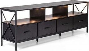 Móvel de TV, 180 x 40 x 63 cm, Iluminação LED com Comando à Distância, Preto