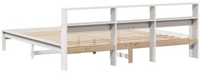 Cama sem colchão 200x200 cm madeira de pinho maciça branco