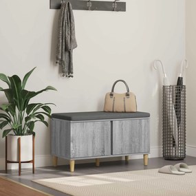 vidaXL Banco de Hall com almofada Cinza Sonoma 80 x 38 x 46 cm