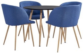 vidaXL 5 pcs conjunto de jantar tecido azul