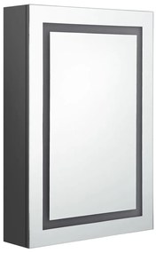 Armário espelhado p/ casa de banho LED 50x13x70 cm cinzento