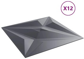 Painéis de parede 12 pcs 50x50 cm 3m² XPS estrela cinzento