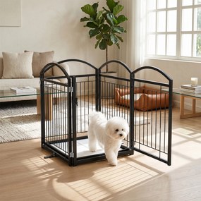 Vedação para Cães, 240 x 81 cm, 4 Painéis Modulares Dobráveis, Preto
