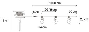 Fios de luzes exteriores 10m incl. LED 10 luzes RGBW solar - Russell Moderno