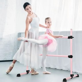 Barra dupla para ballet portátil com altura ajustável para meninas Adultos Fitness Dançar Dança Alongar músculos 124,5 x 71 x 120 cm Rosa