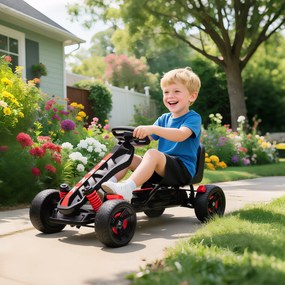 Kart a pedais para crianças, karting infantil para idades entre os 3 e os 6 anos com roda livre, travão e rodas antiderrapantes em EVA, vermelho