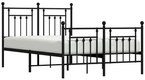 Estrutura de cama com cabeceira e pés 120x200 cm metal preto