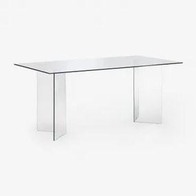 Mesa De Jantar Retangular 180x90 Cm Em Vidro Temperado Purio Transparente - Sklum