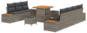 Conjunto de Sofás de Jardim vidaXL de 10 Peças com Almofadas Cinza de